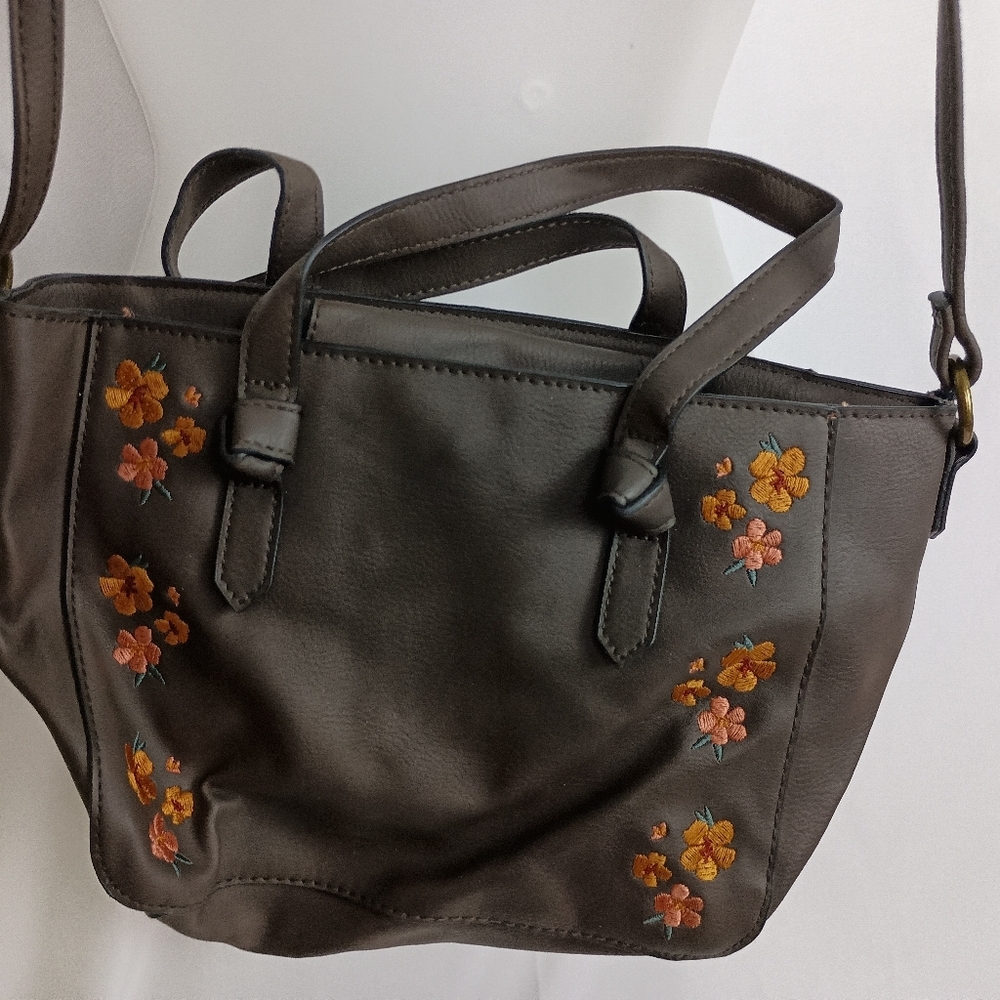 Y2K NEW‎ Western Cottage Boho Embroidered Floral Brown Summer Shoulder Handbag